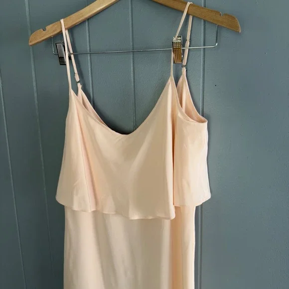 LaMade 100% silk cami y2k long tank S pink ruffle detail Euro summer NWT pastel - Picture 2 of 10